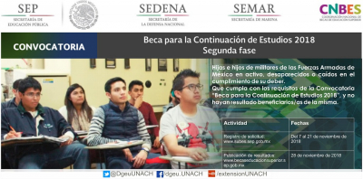Convocatoria Beca para la continuación de estudios 2018 2a Fase
