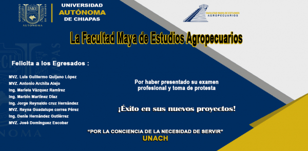 FELICITA A EGRESADOS POR HABER PRESENTADO SU EXAMEN PROFESIONAL Y TOMA DE PROTESTA