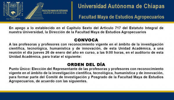 Elección del Representante de las profesoras y profesores con reconocimiento vigente en el ámbito de la investigación científica, tecnológica, humanística y de innovación