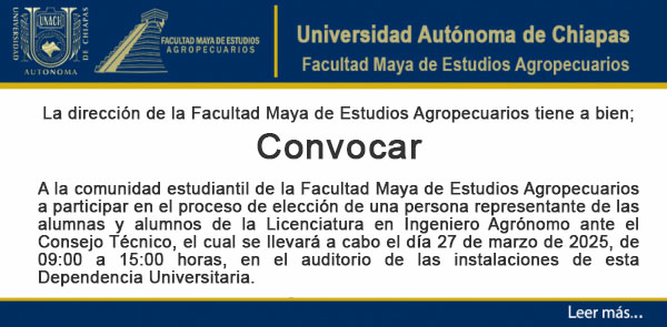 CONVOCATORIA DE ELECCION DE REPRESENTANTES DE LAS ALUMNAS Y ALUMNOS DE INGENIERO AGRÓNOMO