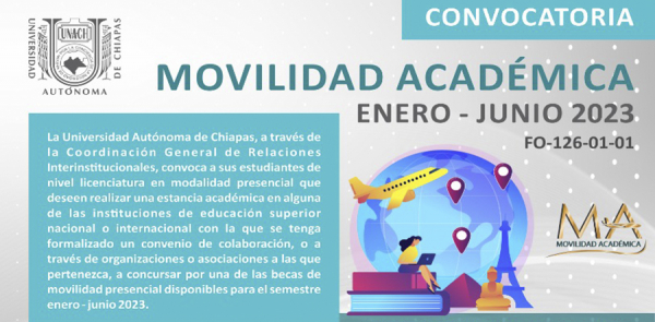 CONVOCATORIA: MOVILIDAD ACADÉMICA ENERO-JUNIO 2023